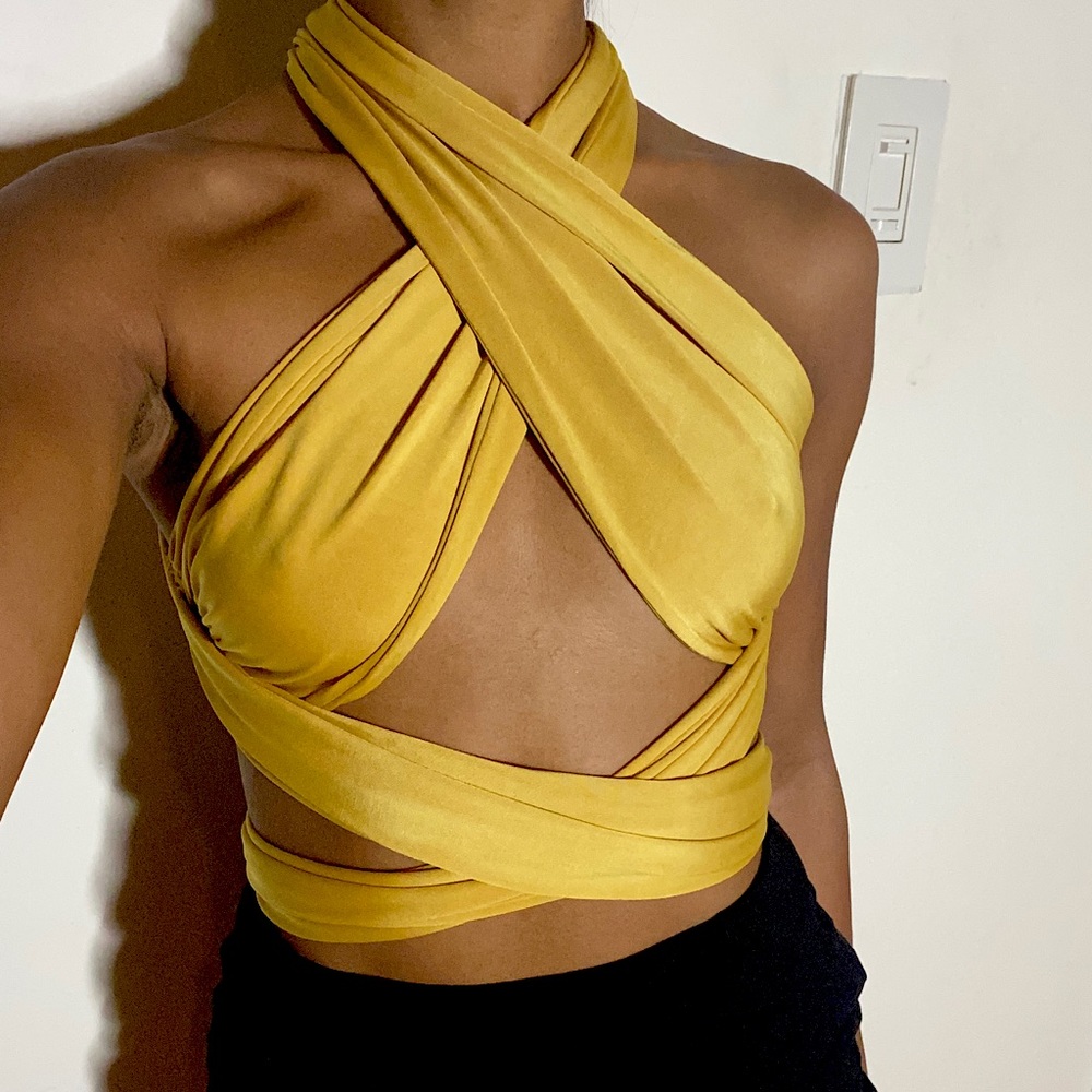 Yellow Wrap Top